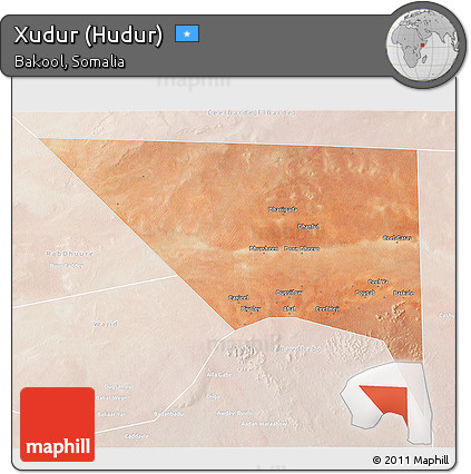 Satellite 3D Map of Xudur (Hudur), lighten