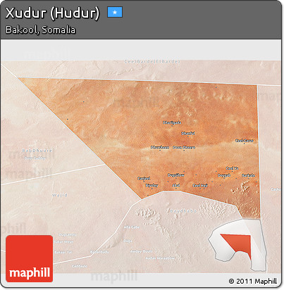 Satellite 3D Map of Xudur (Hudur), lighten