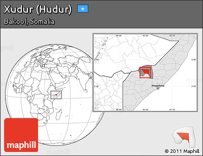Blank Location Map of Xudur (Hudur), highlighted country, highlighted parent region