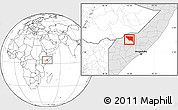 Blank Location Map of Xudur (Hudur), highlighted country