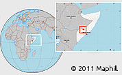 Gray Location Map of Xudur (Hudur), highlighted country, within the entire country