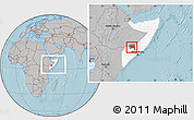 Gray Location Map of Xudur (Hudur), highlighted country, highlighted parent region, within the entire country, hill shading