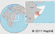 Gray Location Map of Xudur (Hudur), highlighted country, highlighted parent region, within the entire country