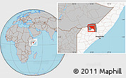 Gray Location Map of Xudur (Hudur), highlighted country, highlighted parent region