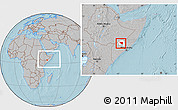 Gray Location Map of Xudur (Hudur), highlighted parent region, within the entire country, hill shading