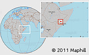 Gray Location Map of Xudur (Hudur), highlighted parent region, within the entire country