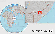 Gray Location Map of Xudur (Hudur)