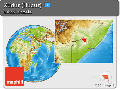 Physical Location Map of Xudur (Hudur)