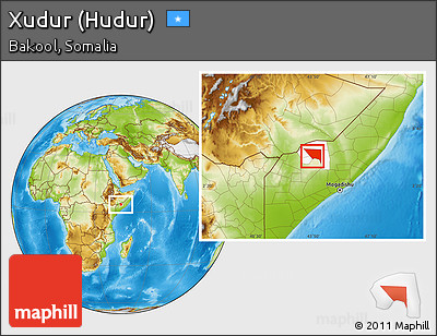 Physical Location Map of Xudur (Hudur), highlighted parent region