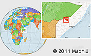 Political Location Map of Xudur (Hudur), highlighted country