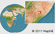 Satellite Location Map of Xudur (Hudur), highlighted parent region