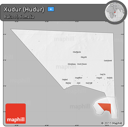 Gray Map of Xudur (Hudur), single color outside