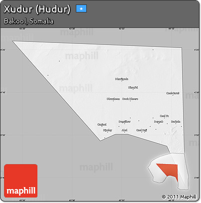 Gray Map of Xudur (Hudur), single color outside