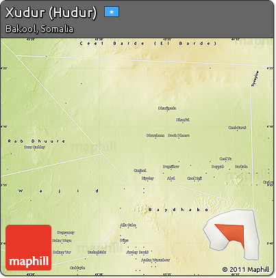 Physical Map of Xudur (Hudur)