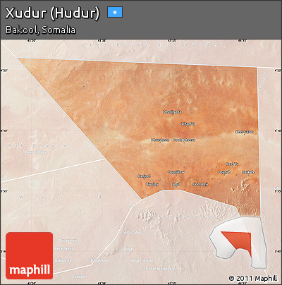 Satellite Map of Xudur (Hudur), lighten