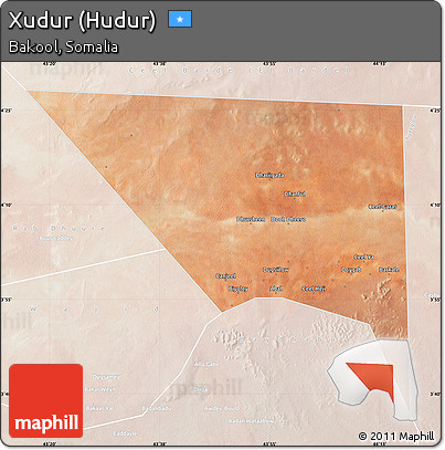 Satellite Map of Xudur (Hudur), lighten