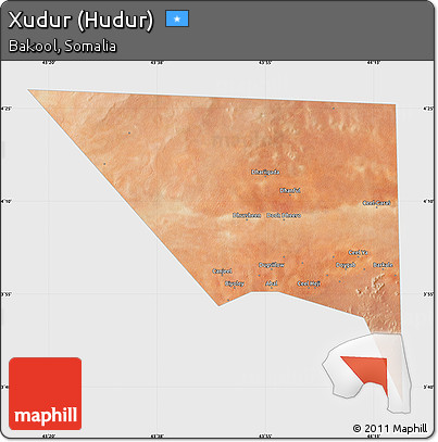 Satellite Map of Xudur (Hudur), single color outside