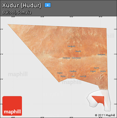 Satellite Map of Xudur (Hudur), single color outside