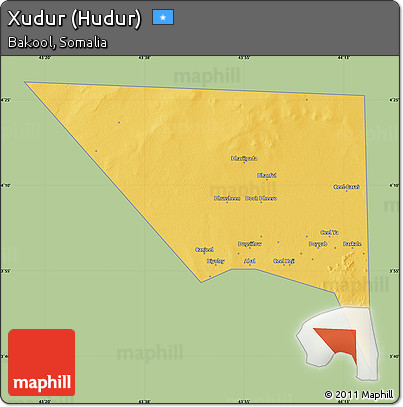 Savanna Style Map of Xudur (Hudur), single color outside