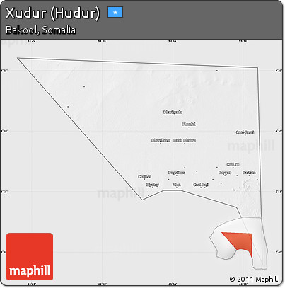 Silver Style Map of Xudur (Hudur), single color outside