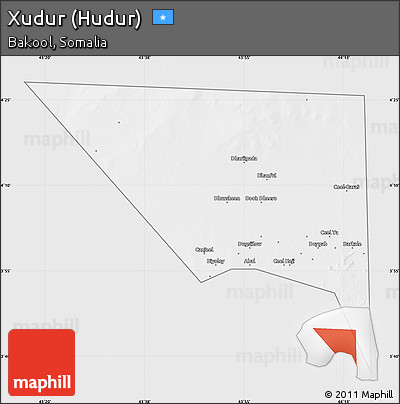 Silver Style Map of Xudur (Hudur), single color outside