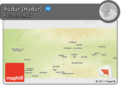Physical Panoramic Map of Xudur (Hudur)