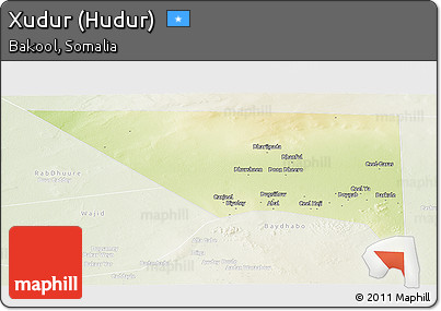 Physical Panoramic Map of Xudur (Hudur), lighten