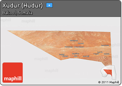 Satellite Panoramic Map of Xudur (Hudur), cropped outside