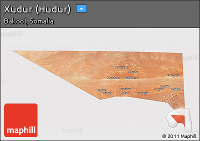Satellite Panoramic Map of Xudur (Hudur), cropped outside