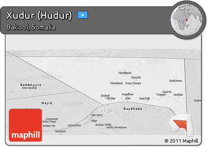 Silver Style Panoramic Map of Xudur (Hudur)