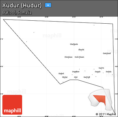 Blank Simple Map of Xudur (Hudur), cropped outside