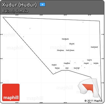 Blank Simple Map of Xudur (Hudur), cropped outside
