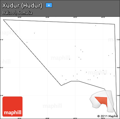 Blank Simple Map of Xudur (Hudur), cropped outside, no labels
