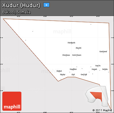 Classic Style Simple Map of Xudur (Hudur), cropped outside
