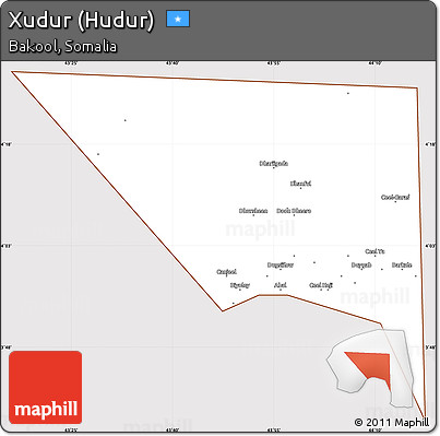 Classic Style Simple Map of Xudur (Hudur), cropped outside