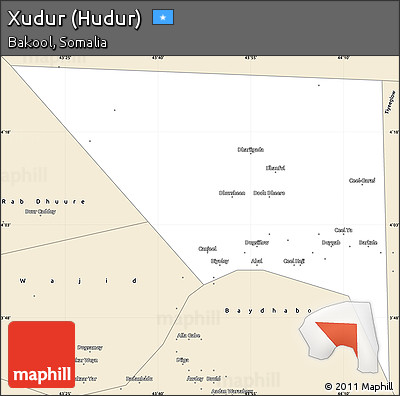 Classic Style Simple Map of Xudur (Hudur)