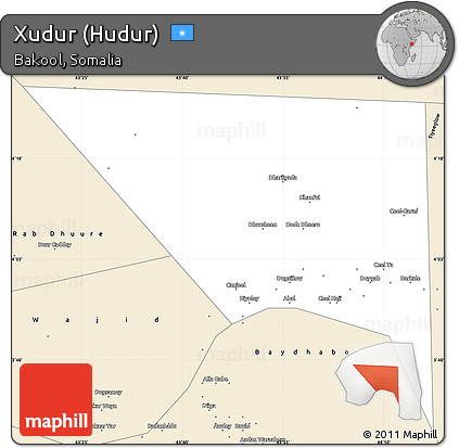 Classic Style Simple Map of Xudur (Hudur)