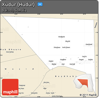 Classic Style Simple Map of Xudur (Hudur)