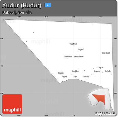Gray Simple Map of Xudur (Hudur), single color outside