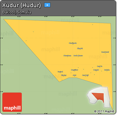 Savanna Style Simple Map of Xudur (Hudur), single color outside