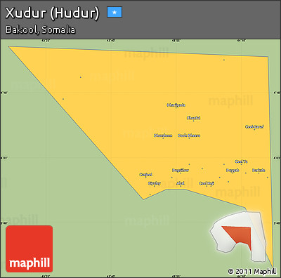 Savanna Style Simple Map of Xudur (Hudur), single color outside