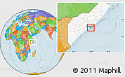 Political Location Map of Banaadir, highlighted country