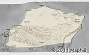 Shaded Relief 3D Map of Calawla (Alula), darken, desaturated