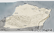 Shaded Relief 3D Map of Calawla (Alula), darken, semi-desaturated