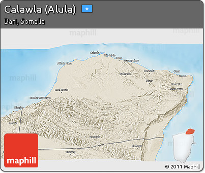 Shaded Relief 3D Map of Calawla (Alula)