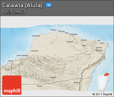 Shaded Relief 3D Map of Calawla (Alula)