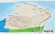 Shaded Relief 3D Map of Calawla (Alula), political outside