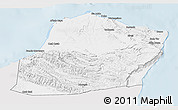 Silver Style 3D Map of Calawla (Alula), single color outside