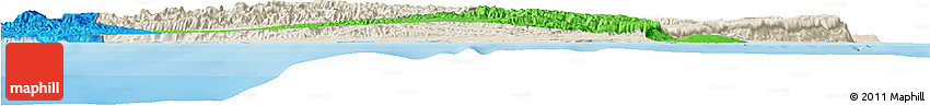 Shaded Relief Horizon Map of Calawla (Alula), political outside