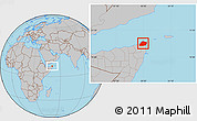 Gray Location Map of Calawla (Alula)